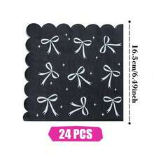 Bộ đồ dùng tiệc dùng một lần Black Bow gồm đĩa, khăn ăn và cốc, phục vụ 24 người, thích hợp cho sinh nhật, đám cưới, tiệc theo chủ đề và dã ngoại gia đình. - Xem 9