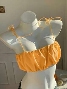 Comfortcana Women's Solid Color Minimalist Vacation Style Cropped Tank Top - Coral Orange - View 4