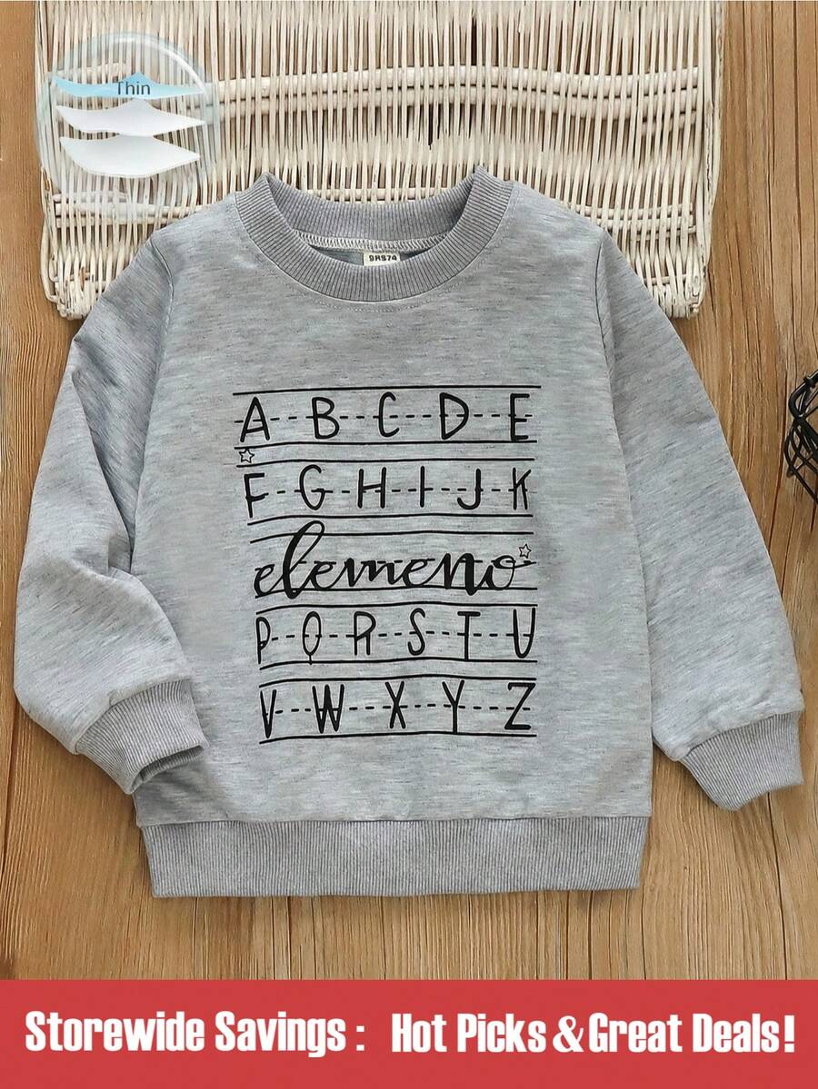 SHEIN Young Boy Letter Graphic Sweatshirt - Grey - View 1
