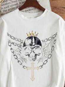 Manfinity Homme Áo nam tay ngắn cổ tròn kiểu dáng thường ngày, thích hợp mặc ở nhà vào mùa hè. - trắng - Xem 2