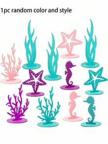 12 件 - 毛毡桌面装饰海底世界，以美人鱼为特色创意美人鱼公主主题生日派对桌面装饰，DIY 桌面家具非常适合生日派对、家居装饰（4 种款式，随机颜色）、情人节、情人节婚礼， - 彩色 - 查看 9