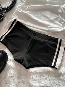 Attitoon Women's Casual Sexy Skinny Ultra-Low Waist Mini Shorts, Suitable For Summer, Suitable For Sports - Black - View 6