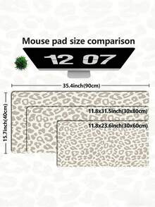 1件装加厚耐用米棕色豹纹键盘鼠标垫，游戏桌垫，生日礼物，适合游戏玩家、学生、专业人士、办公室、家庭、台式机、笔记本电脑，简约设计 - 鼠標墊 - 查看 4