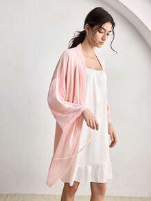 Ocili Women's Lace Trim Elegant Robe - Pink - View 5