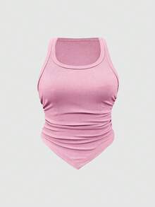 Glamine Conjunto de camiseta de tirantes con pliegues y dobladillo acanalado para mujer, multicolor - Multicolor - Ver 6