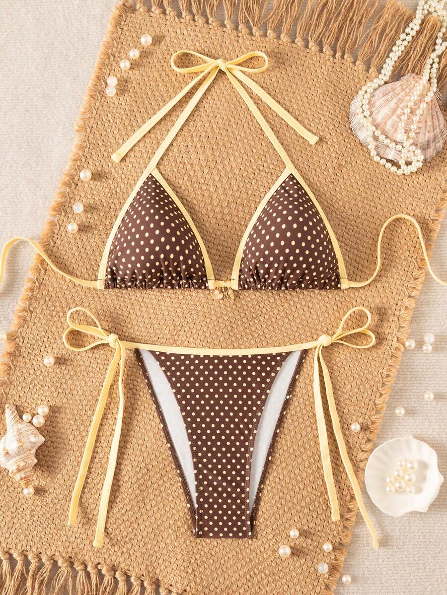 Swim Mod 女士印花吊带抽绳裤侧抽绳两件套泳装 - 彩色 - 查看 1