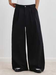 TOKVUE 男士休闲日常通勤西装裤 - 黑色 - 查看 5