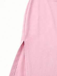 SHEIN 少女粉色热带印花度假风修身抹胸上衣和长裙两件套 - 粉色 - 查看 5