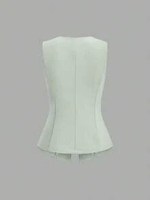 Sweetra Tall Chaleco sin mangas minimalista básico de metal grande para mujeres altas - verde menta - Ver 2