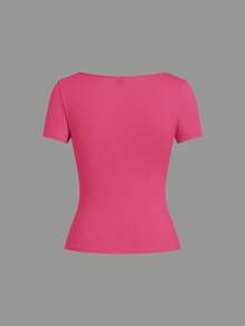 SHEIN EZwear 多色针织女式T恤，多件装批发女装短袖上衣，夏季女式上衣，女式T恤 - 彩色 - 查看 3