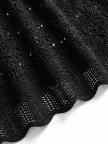 Sweetra CURVE 大碼鏤空肩上打結罩衫洋裝不附比基尼 - 黑色 - 查看 5