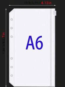 6个A5/A6/A7透明PVC拉链口袋，带6孔可替换内袋，适用于计划本和活页夹，透明PVC拉链信封 - 多色 - 查看 10