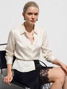 Aveloria Modichic Women's Casual Front Button Long Sleeve Shirt, Suitable For Spring And Autumn Commuting - Beige - View 6