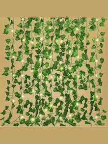1 Piece Artificial Jujube Leaf Design String Lights, Length 2 Meters/6.56 Feet, 5 Meters/16.4 Feet, 10 Meters/32.8 Feet | Battery Operated | Decorative For Various Occasions Such As Weddings, Parties, Home | Suitable For Both Indoor And Outdoor Use | No Need To Plug In | Suitable For Birthdays, Various Parties | Decorative String Lights - Creeper - View 5