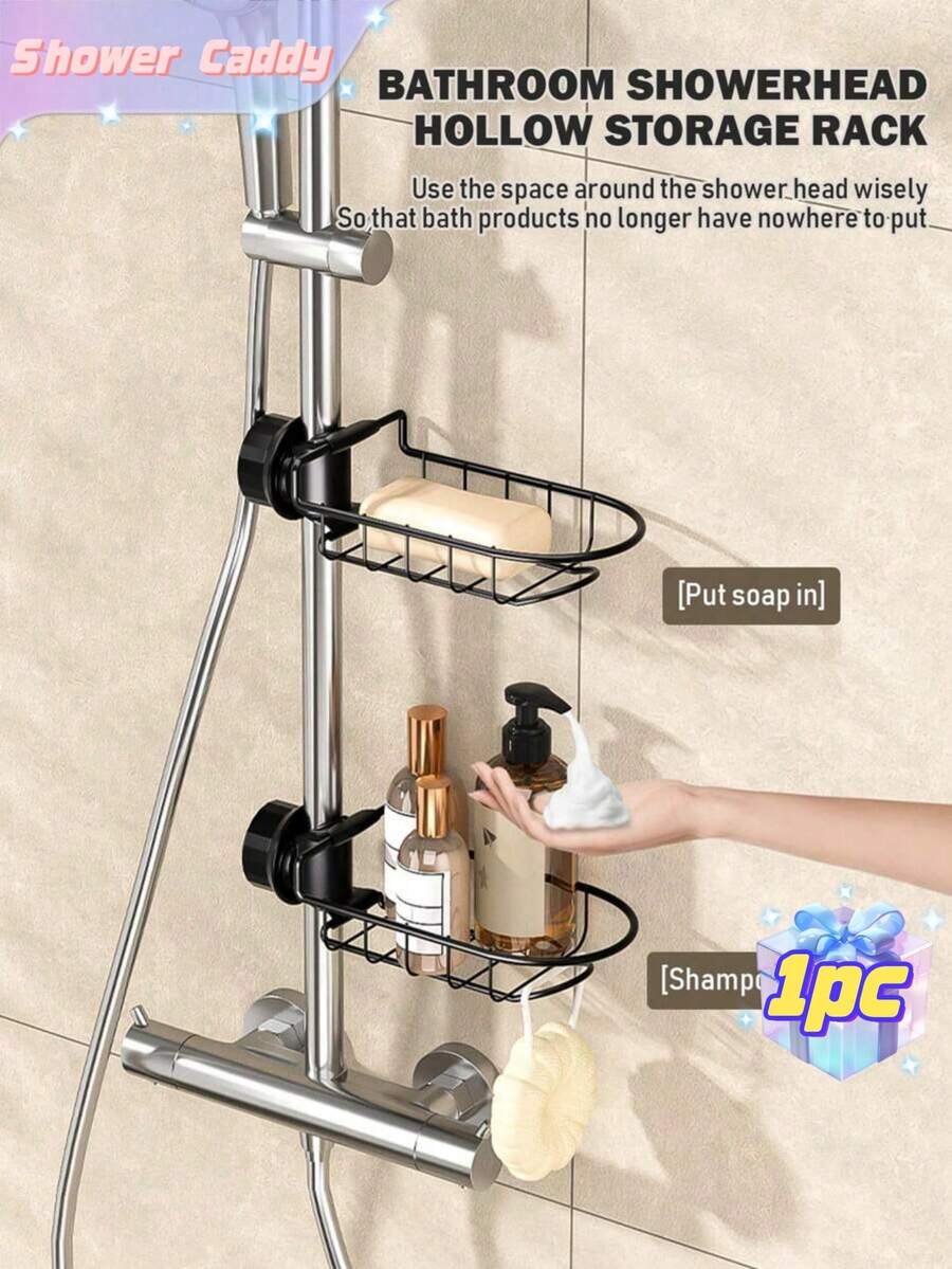 Rustproof Bathroom Shower Soap Dish Rack, Wall Mounted Storage Shelf For Faucet, Bath Sponge Shampoo Soap Organizer Holder For Bathroom And Kitchen - Multicolor - View 1