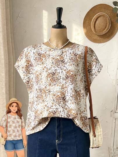 Rusticease 女士休闲简约圆领衬衫，适合夏季穿着