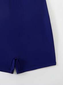 SHEIN Swim SPRTY Áo tắm liền thân màu đen ôm sát lưng chữ Y dành cho nữ, thích hợp cho mùa hè. - Màu xanh hải quân - Xem 6