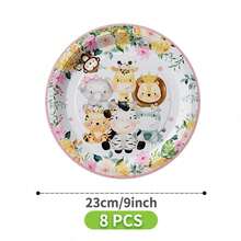 粉色可爱宠物主题派对一次性餐盘、餐巾纸和杯子套装，可供8位客人使用。这款一次性派对用品套装（包括餐盘、餐巾纸和杯子）非常适合生日派对、婚礼和家庭野餐。 - 查看 6