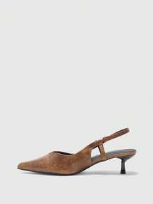 CUCCOO BIZCHIC Pointed Toe Strap Thin Heel Elegant High Heel Versatile Women Pumps Spring Shoes - Light brown - View 4