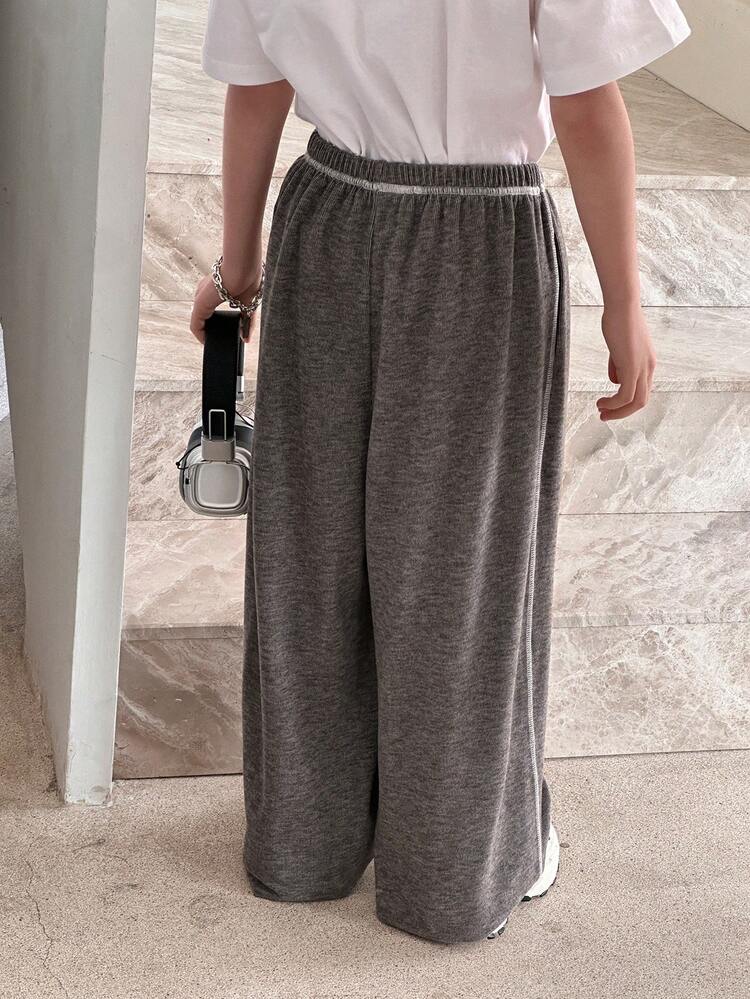Tween Boy Letter Print Elastic Waist Loose Wide Leg Pants