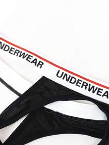 DrisQ Men's Letter Waistband Hollow Out Sexy Briefs - Multicolor - View 7