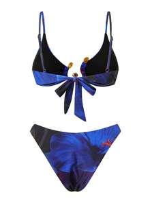 Bonvoyette Bộ đồ bơi nữ tông màu xanh trầm và chân váy dài lưới hai dây màu đen quyến rũ, kiểu bikini thời trang và gợi cảm. - Nhiều màu - Xem 8