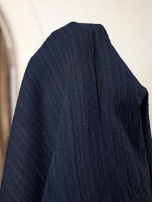 Veilorie Plus Size Elegant Commuter Solid Color Lace Patchwork Dress - Navy Blue - View 8