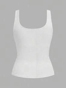 Slaydiva Spring/Summer New Casual Crew Neck Ruched Waist Fitted Cotton Tank Top 2pce Set/Versatile For Daily Wear/Fashion Influencer Style/Hot Girl Style/Sexy/Influencer's Choice/Y2k Clothes/Streetwear/Night Club/Going Outfit/Back To School/Daily Day/Date/ - Multicolor - View 4