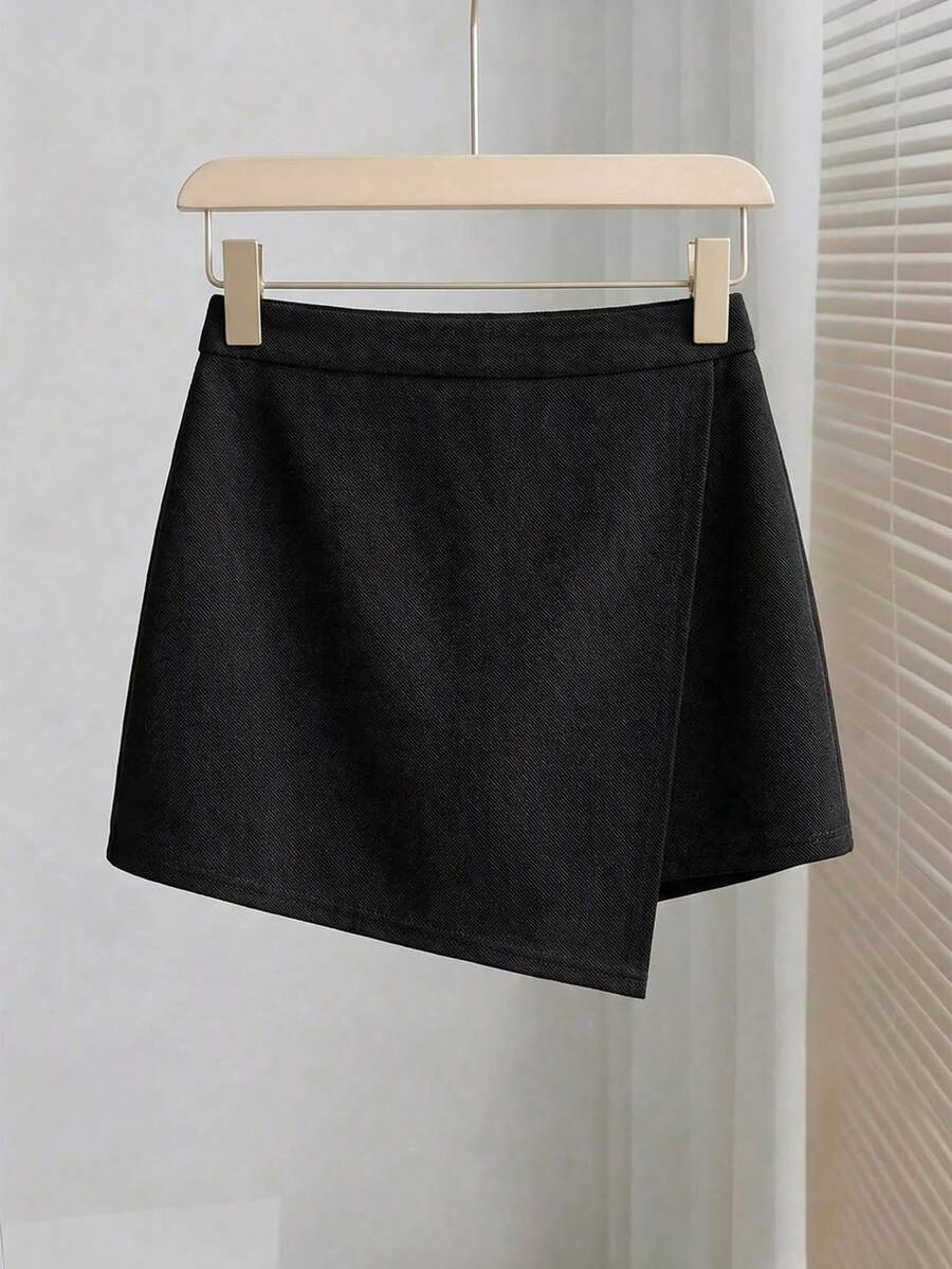 Lymera Women's Casual Urban Black Knitted Diagonal Stripe Design Loose Fitting Shorts, Versatile For Commuting And Fashion - Black - View 1