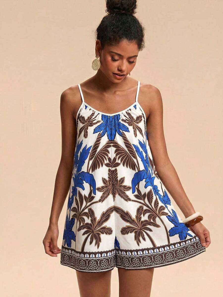 Travachic Woven Printed Loose Jumpsuit For Women - Multicolor - View 1
