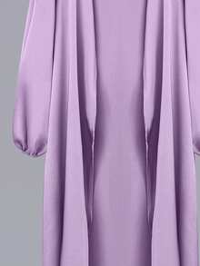 Al Najma Women's Elegant Solid Color Abaya - Dusty Purple - View 4