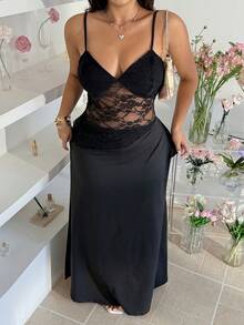 GalTyme Conjunto de 2 piezas de talla grande para mujer con camiseta de encaje floral y falda con dobladillo de cola de sirena sexy - Blanco - Ver 6