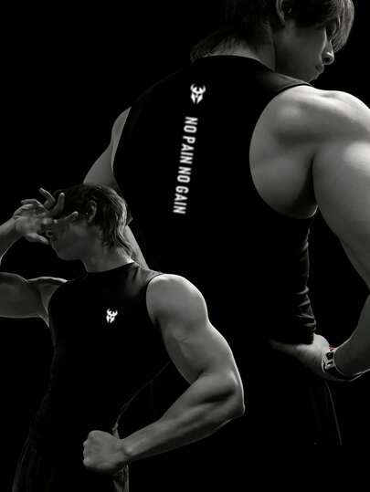 RISE LYT Men's Letter Print Casual Fitness Sports Tank Top