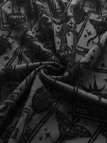 Whyspr 深色不对称图案透视高开衩连衣裙 - 黑色 - 查看 8