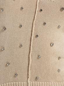 MUSERA V Plunge Crystal Embellished Knit Halterneck Top Cute Summer Spring Going Out Occasion Embellished - Cream - View 6