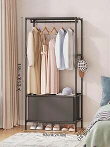 Multi-Layer Portable Wardrobe Storage Rack With Metal Frame And Plastic Shelves. A Simple Bedroom Wardrobe, Movable, Easy To Assemble And Disassemble, Suitable For Living Room, Bedroom, Study, Office, And As A Holiday Gift. - Multicolor - View 19