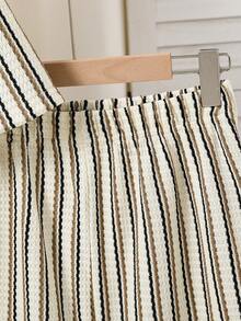 Mirajuku Teenage Boys' Soft Comfortable Washed Fabric Shirt & Shorts Set, Loose Casual Outfit Suitable For Daily Leisure Wear - Apricot - View 5