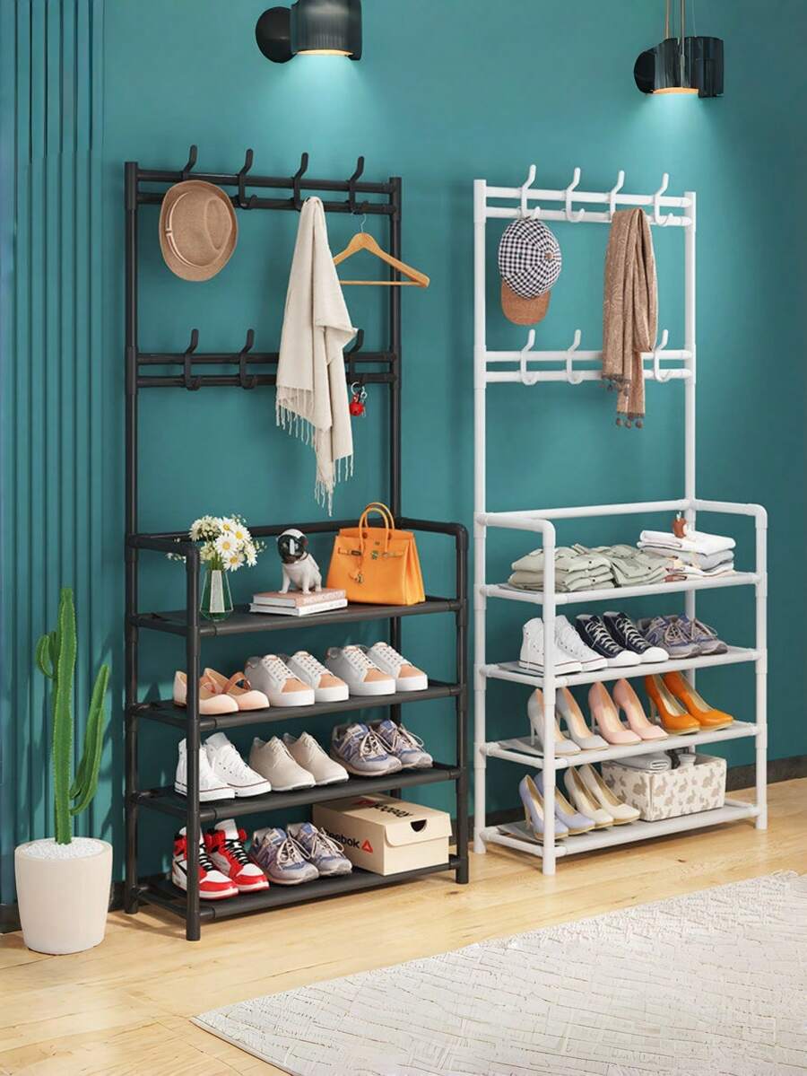 Kệ giày kim loại độc lập bốn hoặc năm tầng làm bằng vải không dệt, có thể được sử dụng làm giá treo áo khoác, kệ lưu trữ ngoài trời đa chức năng, kệ tủ quần áo độc lập và kệ giày nhiều tầng trong nhà. - Nhiều màu - Xem 1