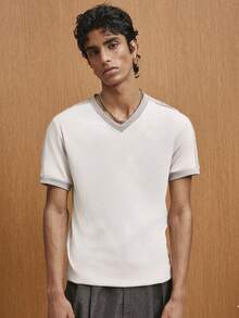 TOKVUE Men's Casual Versatile Contrast Color V-Neck Short Sleeve T-Shirt - Multicolor - View 3
