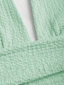 Sweetra Vestido ajustado de unicolor con escote profundo en V, espalda descubierta y abertura lateral - Limelight Green - Ver 5