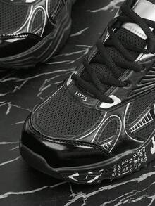 Vate Women's Silver Thick Sole Chunky Sneakers, Comfortable & Breathable - Black - View 3