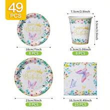 Bộ đĩa, khăn ăn và cốc dùng một lần màu hồng nhạt hình vương miện bướm, phục vụ 8 người. Bộ đồ dùng tiệc dùng một lần này (bao gồm đĩa, khăn ăn và cốc) rất phù hợp cho các bữa tiệc sinh nhật, đám cưới và dã ngoại gia đình. - Xem 6