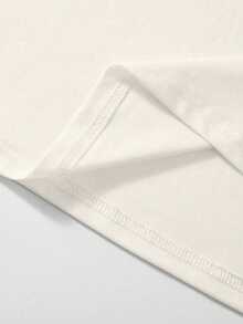 SHEIN Áo thun nữ tay ngắn cổ tròn dáng ôm raglan với họa tiết in màu trắng. - Nhiều màu - Xem 4
