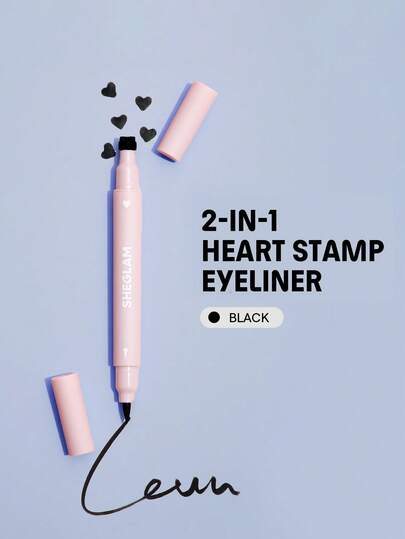 SHEGLAM Heart Eyes 2-In-1 Stamp Eyeliner Waterproof Liquid Eyeliner Seal In Heart Shape Smudge-Proof Long Lasting Ultra-Fine Eyeliner Kohl Kajal Henna Brand Beauty Makeup Face Paint Cosmetic For Women Girls Perfect For Winter Spring Ideal For Y2K Fancy Fashion Suitable For Birthday Valentine'S Day Gift Rave Party Ready Best Color