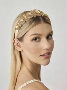 MOTF PREMIUM NEW PERSONALIZED FASHION BAROQUE RETRO RHINESTONE HIGH-END HEADBAND - Khaki - View 2