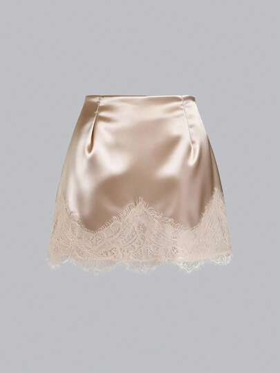 Sweetra Chân váy satin màu nâu họa tiết hoa phối hợp, phong cách retro Pháp thanh lịch, kiểu dáng thường ngày, hợp thời trang đầu xuân.