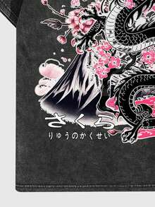 ROMWE MEN Street Life 雪洗印花圆领短袖T恤 - 黑色 - 查看 5