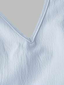 SHEIN MOD 女士简约纯色收腰露背连衣裙，夏季 - 藍色 - 查看 5