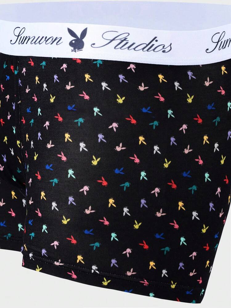 PLAYBOY X SUMWON 2 Pack Black Trunk With Colorful Bunny Print