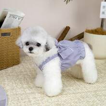 PETSIN 狗狗服装、猫咪服装、动物裙装、宠物春夏新品系列、幼犬连衣裙、公主风百搭连衣裙、条纹印花、小型动物服装、清凉防晒霜 - 彩色 - 查看 9